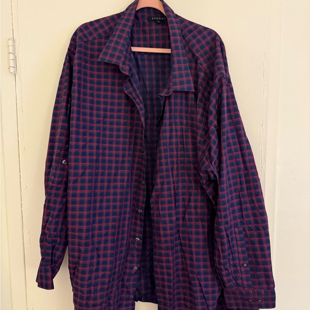 Kenzo Red and Blue Plaid Casual Shirt